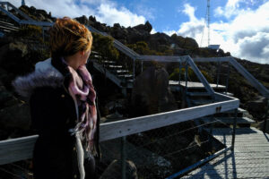 Rugged up in several layers in Tasmania.