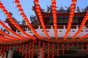 A shot of the Chinese New Year Lanterns at a Chinese Temple in Kuala Lumpur, Malaysia.