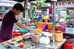 A shot of the street food bustling in Penang, Malaysia #streetfood #penang